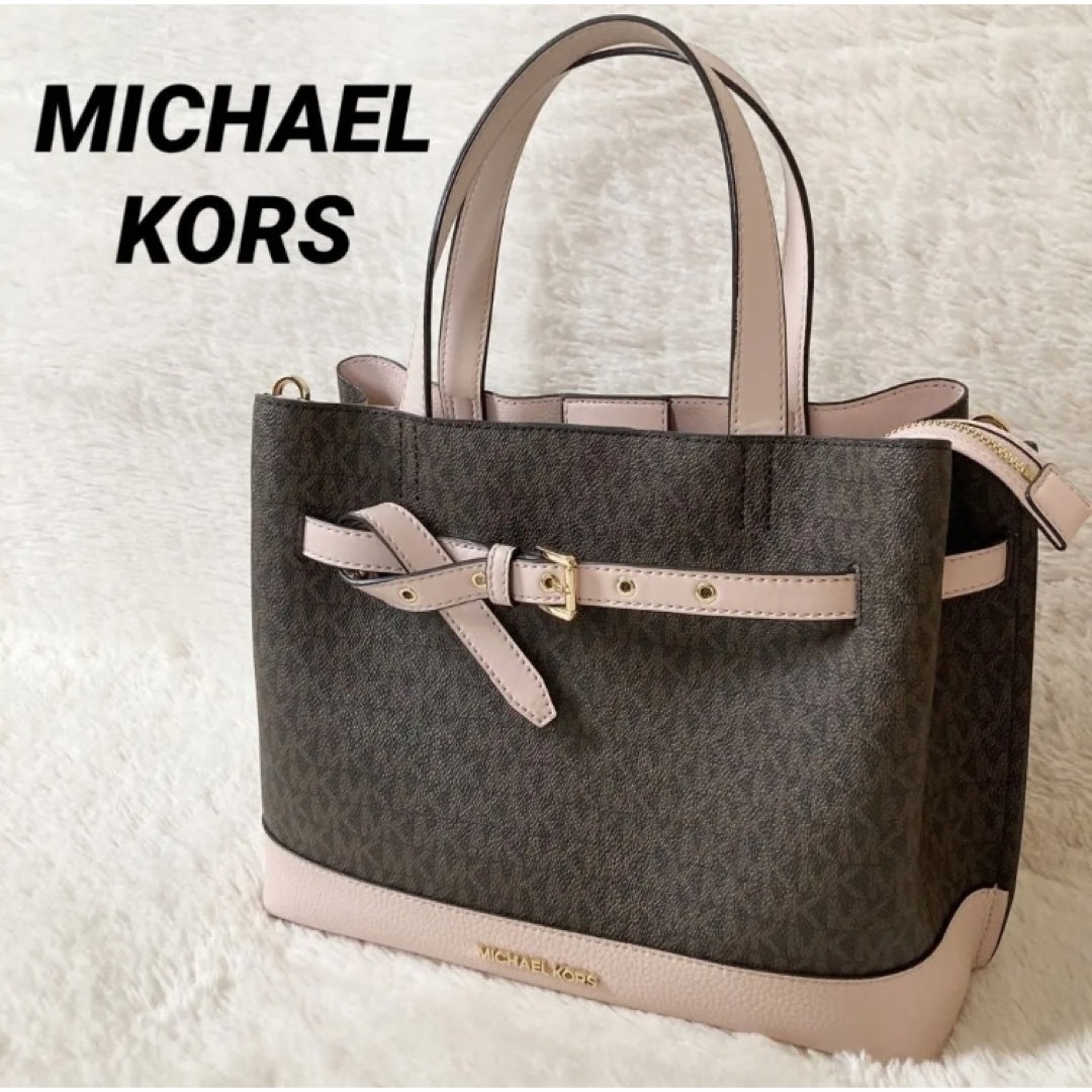 Michael Kors(マイケルコース)のマイケルコース サッチェル エミリア ゴールド金具 バイカラー MKシグネチャー レディースのバッグ(トートバッグ)の商品写真