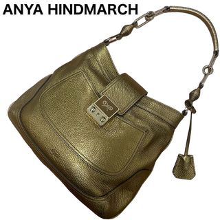 アニヤハインドマーチ(ANYA HINDMARCH)のANYA HINDMARCH ワンショルダー　ゴールド金具　錠　鍵　リボン　ロゴ(ショルダーバッグ)