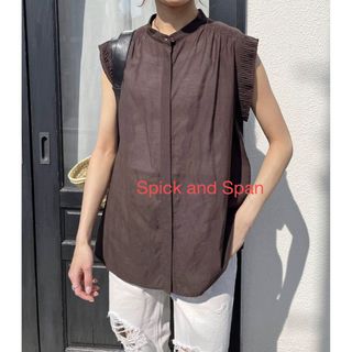 桜瑪瑙 Spick and Span シャーリングノースリーブブラウス ブラウン