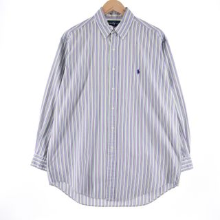 ラルフローレン(Ralph Lauren)の古着 ラルフローレン Ralph Lauren CLASSIC FIT クラシックフィット マルチストライプ 長袖 ボタンダウンストライプシャツ メンズXL /eaa351110(シャツ)