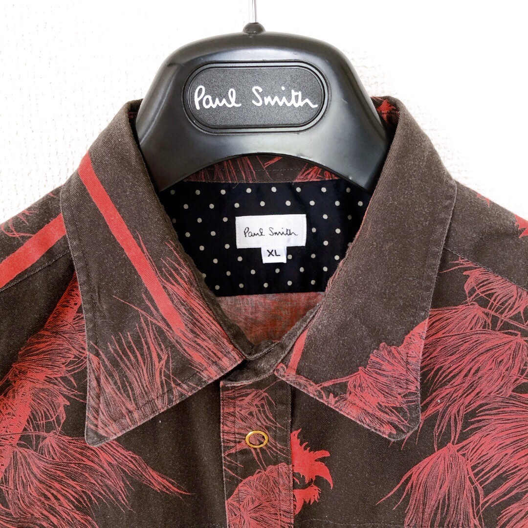 【美品】Paul Smith ポールスミス ヤシの木 総柄 シャツ XL