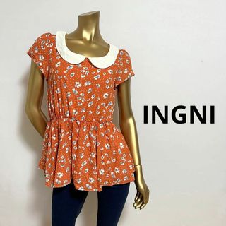 イング(INGNI)の【2833】INGNI 花柄 半袖 ブラウス シャツ M(シャツ/ブラウス(半袖/袖なし))