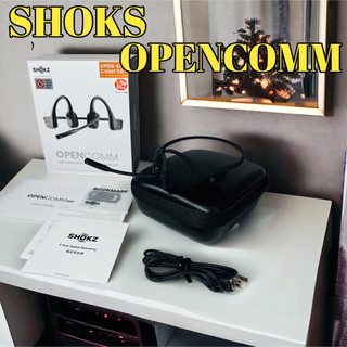 アフターショックス(AFTERSHOKZ)の美品 SHOKZ OPENCOMM ショックス オープンコム 骨伝導 イヤフォン(ヘッドフォン/イヤフォン)