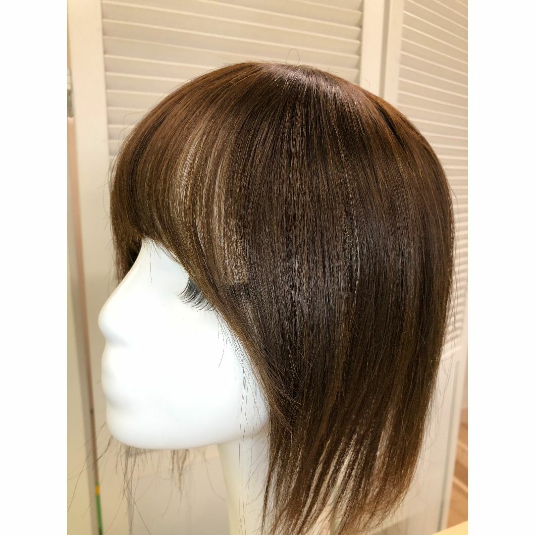 人毛100% 部分ウィッグ ヘアピース 頭頂部 ミックスブラウン【30cm】 レディースのウィッグ/エクステ(ショートストレート)の商品写真