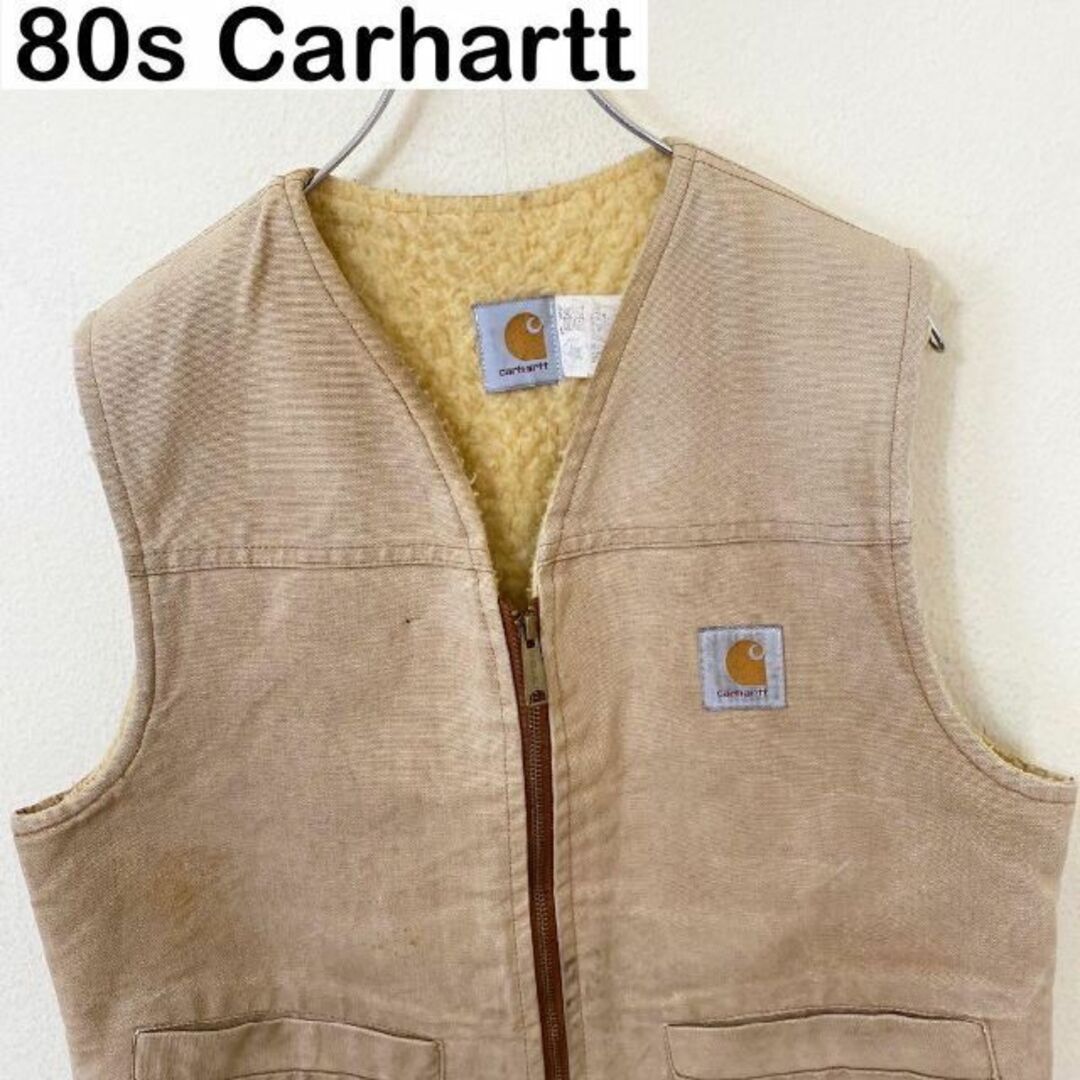 メーカー販売 USA製 80s Carhartt カーハート 裏ボア ダック ベスト ...