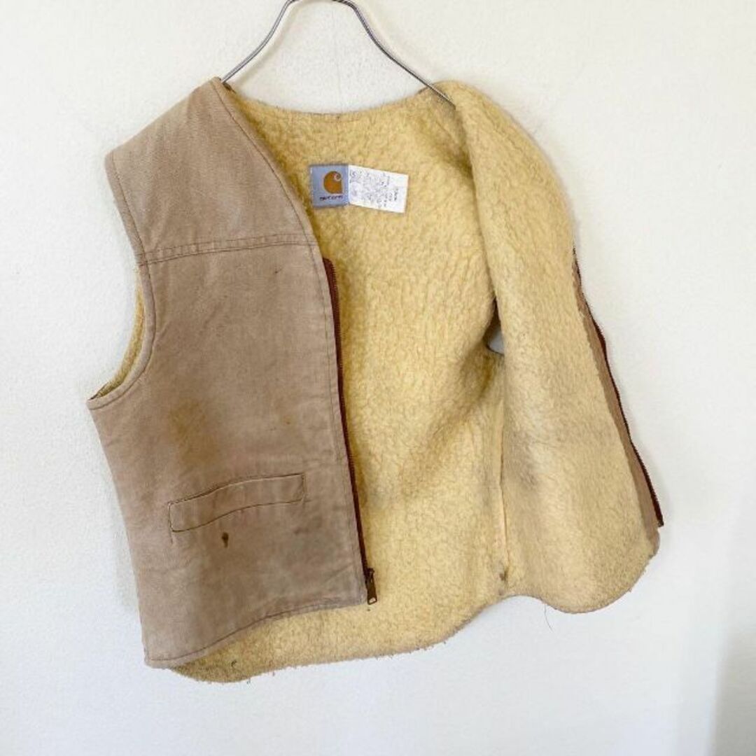 初回限定】 USA製 80s Carhartt カーハート 裏ボア ダック ベスト 古着