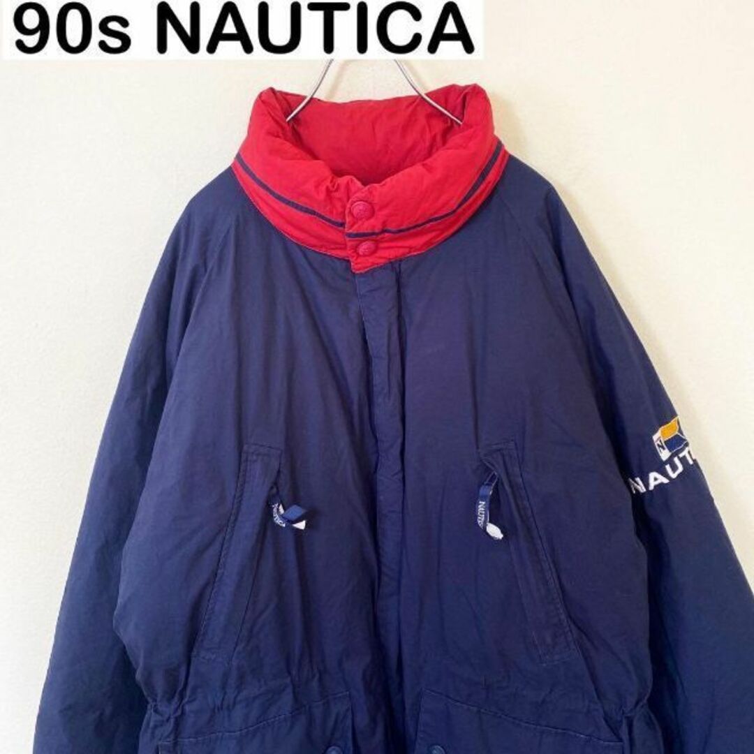 90s NAUTICA ノーティカ　刺繍ロゴ　ダウンジャケット　古着　ストリート | フリマアプリ ラクマ