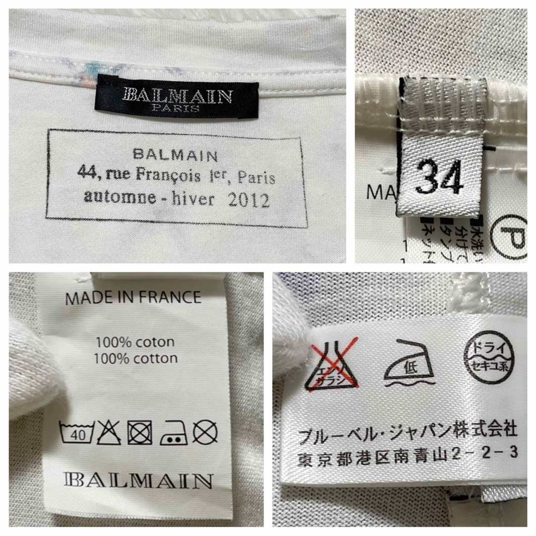 BALMAIN(バルマン)の本物 バルマン 花柄 フラワー 半袖 Tシャツ ミニワンピース チュニック 34 レディースのトップス(Tシャツ(半袖/袖なし))の商品写真