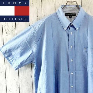 トミーヒルフィガー(TOMMY HILFIGER)の輸入古着◆トミーヒルフィガー◆半そで シャツ オーバーサイズ サックス(シャツ)