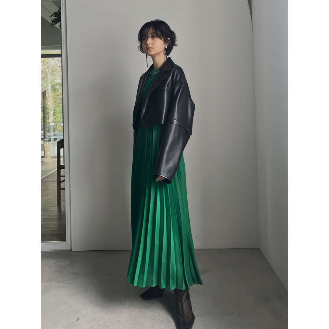 SPUN ORGANDY PLEATS DRESS