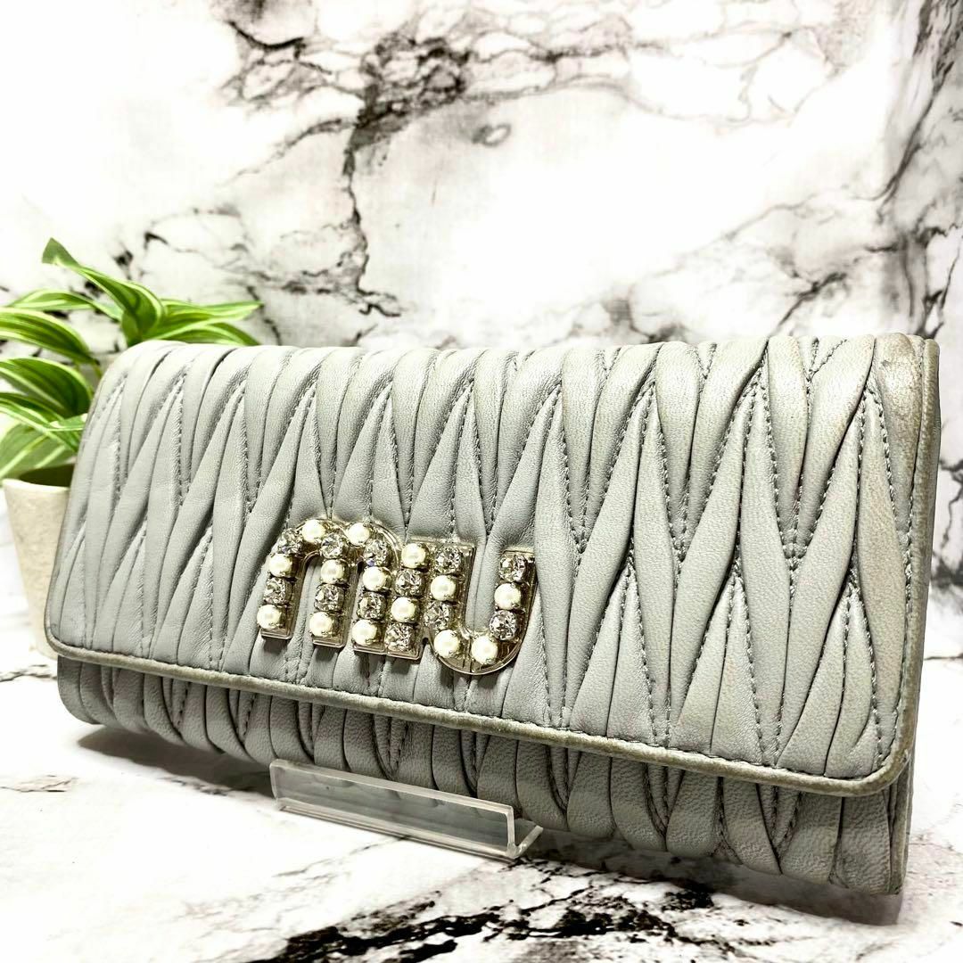 アウトレットのセール MIU MIU マテラッセ ライトストーン 長財布 5158