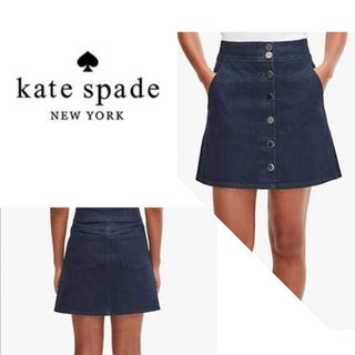 ケイトスペードニューヨーク(kate spade new york)の新品　ケイトスペード　デニムスカート　デニム　台形スカート　サイズ２　denim(ひざ丈スカート)