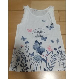 エイチアンドエム(H&M)の未使用  H&M 120cm ノースリー ホワイト Tシャツ Panko(Tシャツ/カットソー)