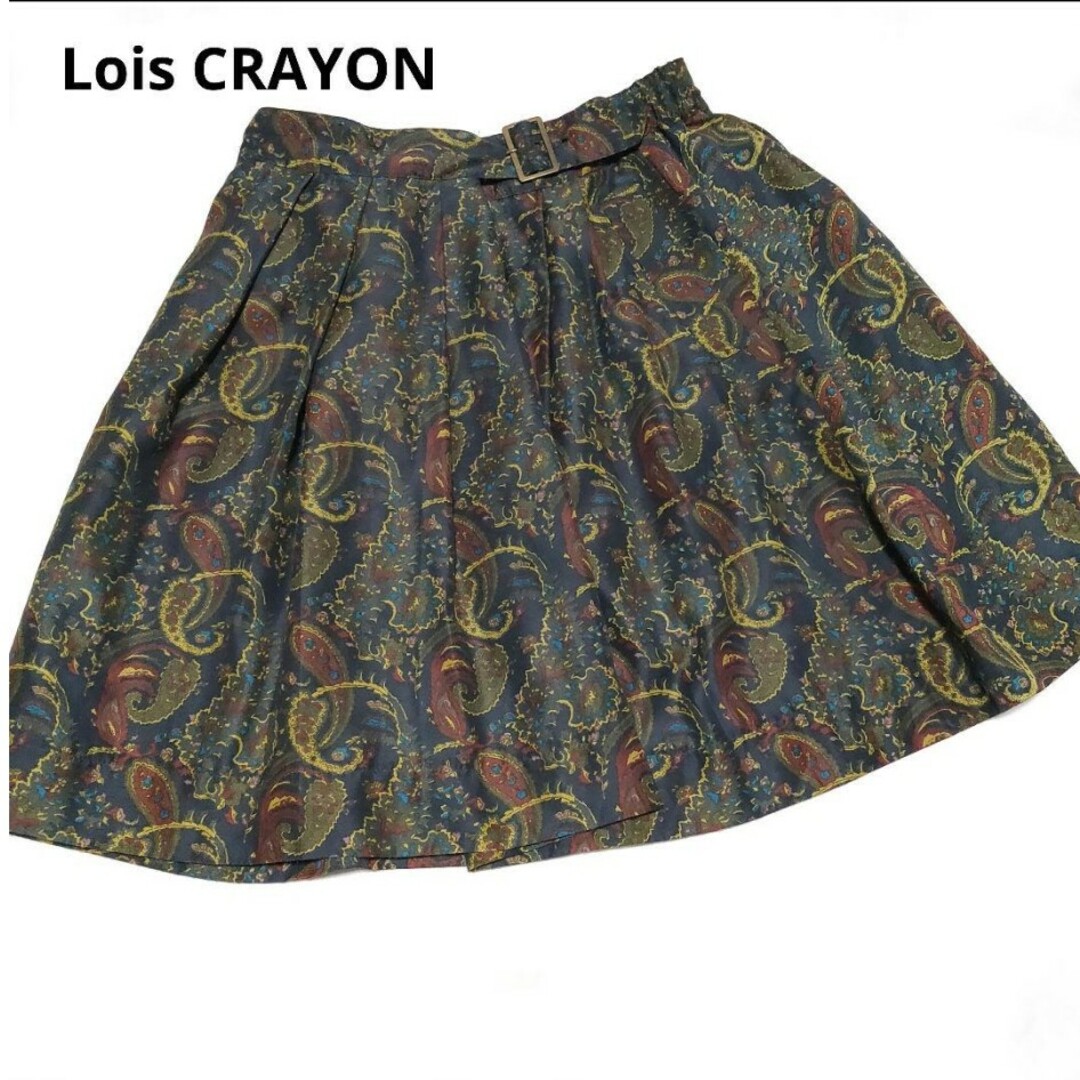 Lois CRAYON＊ペイズリー柄ラップ風スカート＊Mサイズ レディースのスカート(ひざ丈スカート)の商品写真