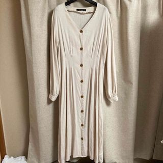 ダブルクローゼット(w closet)のW closet  リネンVネックワンピース(ロングワンピース/マキシワンピース)