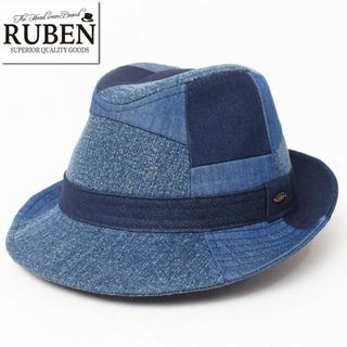 Ruben - 新品 RUBEN ルーベン パッチワークデニム 中折ハット ブルー