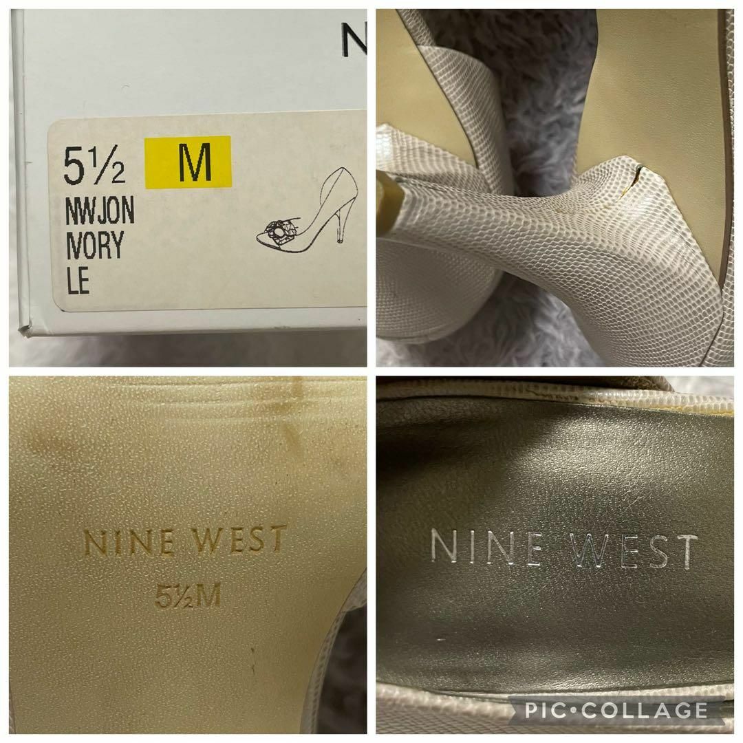 s85d NINE WEST ビジューピンヒール パンプス 高級感 オープントゥ