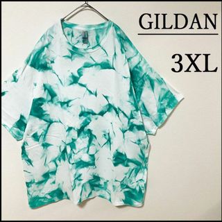 ギルタン(GILDAN)のメンズ服新品タイダイ柄半袖Tシャツ3XL　白緑　ブランド　ストリート系　4L(Tシャツ/カットソー(半袖/袖なし))