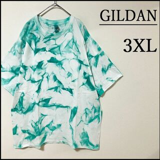 ギルタン(GILDAN)のメンズ服新品タイダイ柄半袖Tシャツ3XL　白緑　オーバーサイズ　ゆったり　大きめ(Tシャツ/カットソー(半袖/袖なし))