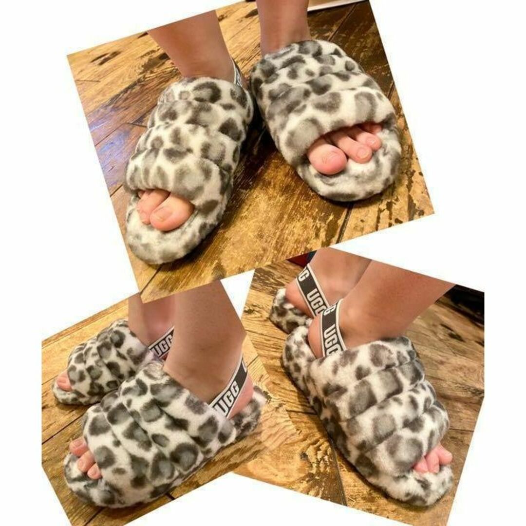 激レア〜！④展示品✨23⇒24相当✨UGG✨フラッフ イヤ スライド✨レオパ灰