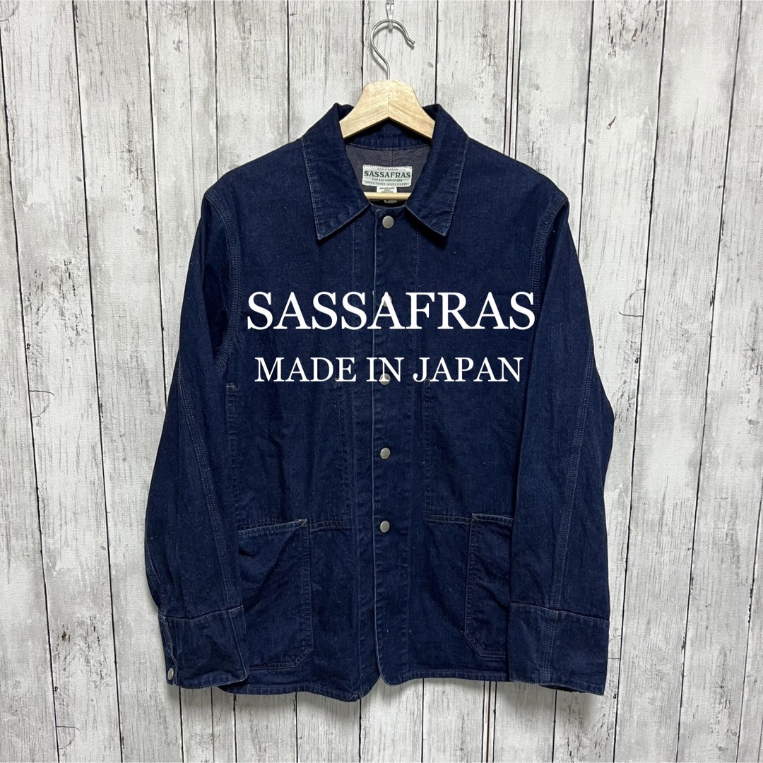 美品！SASSAFRAS デニムカバーオール！日本製！Sサイズ！