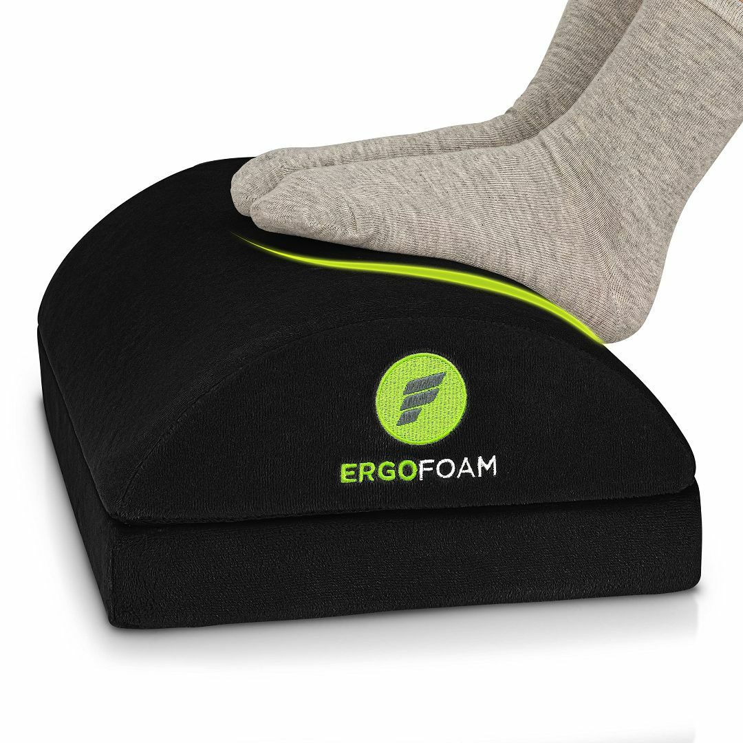 【色: 黒】ErgoFoam 高さ2段階調節可能 デスク下設置型 フットレスト