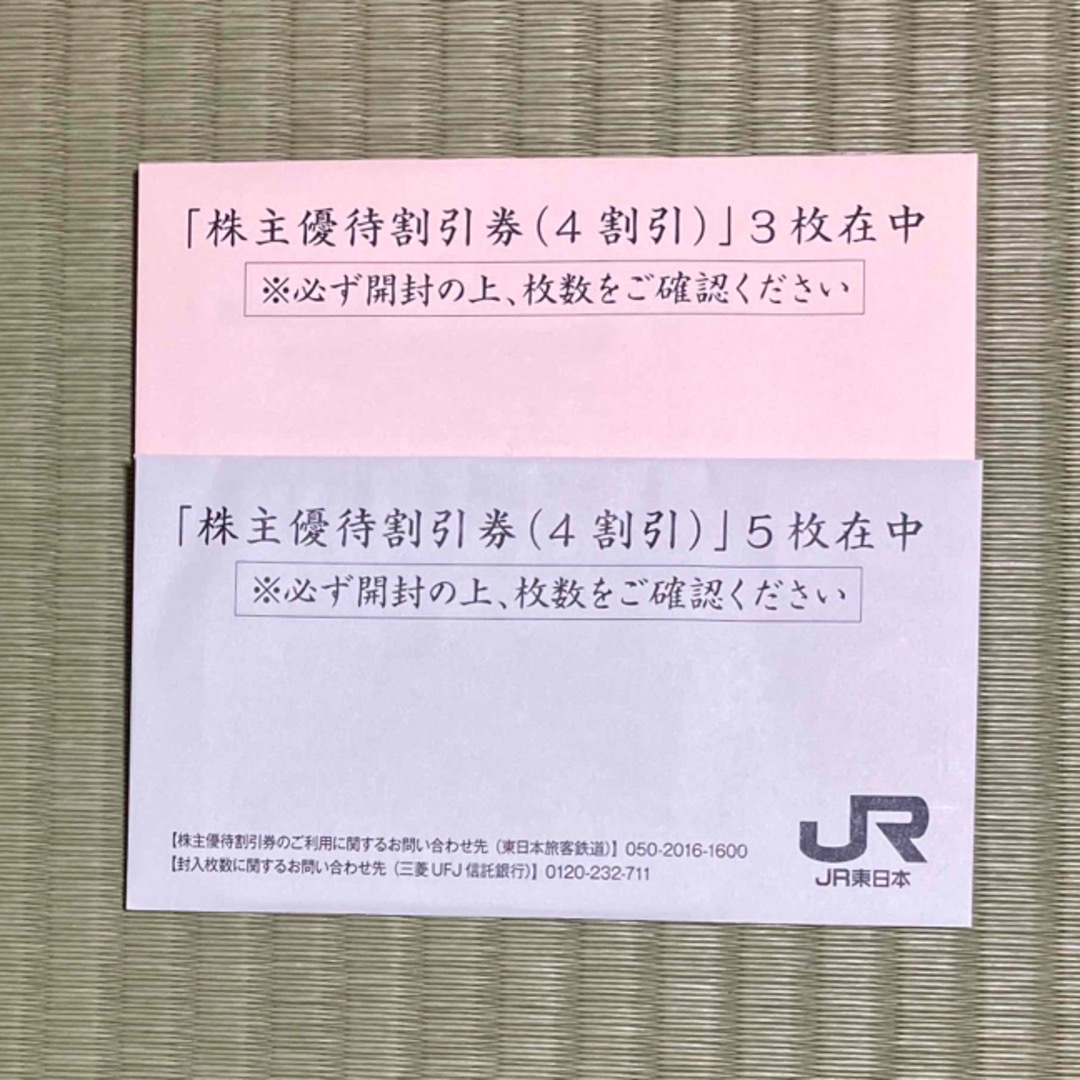 【最新】JR東日本　株主優待券8枚【匿名配送・送料無料】 チケットの乗車券/交通券(鉄道乗車券)の商品写真