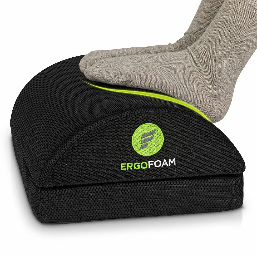 【色: 黒】ErgoFoam 高さ2段階調節可能 デスク用フットレストメッシュ-