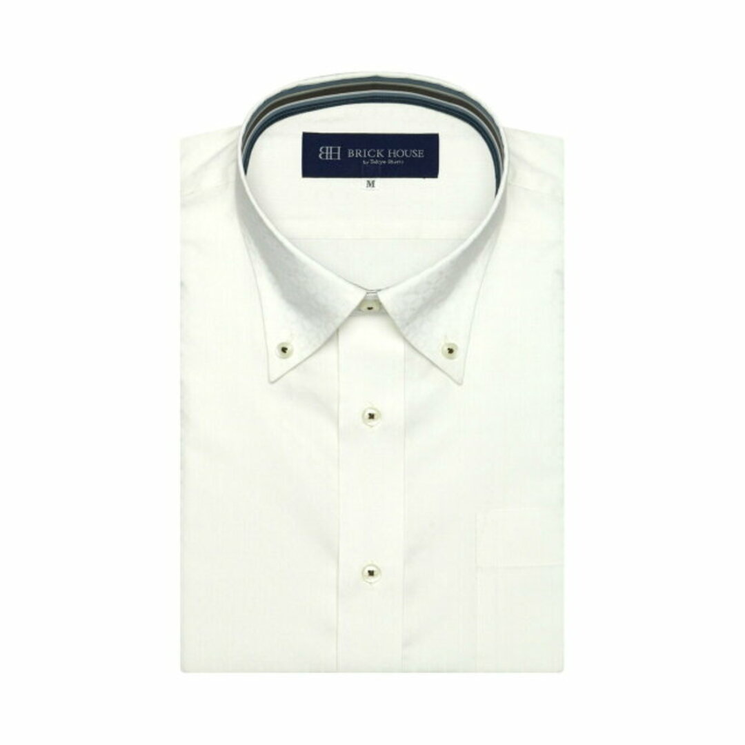 【ライトイエロー】(M)形態安定 ボタンダウンカラー 半袖 ワイシャツ