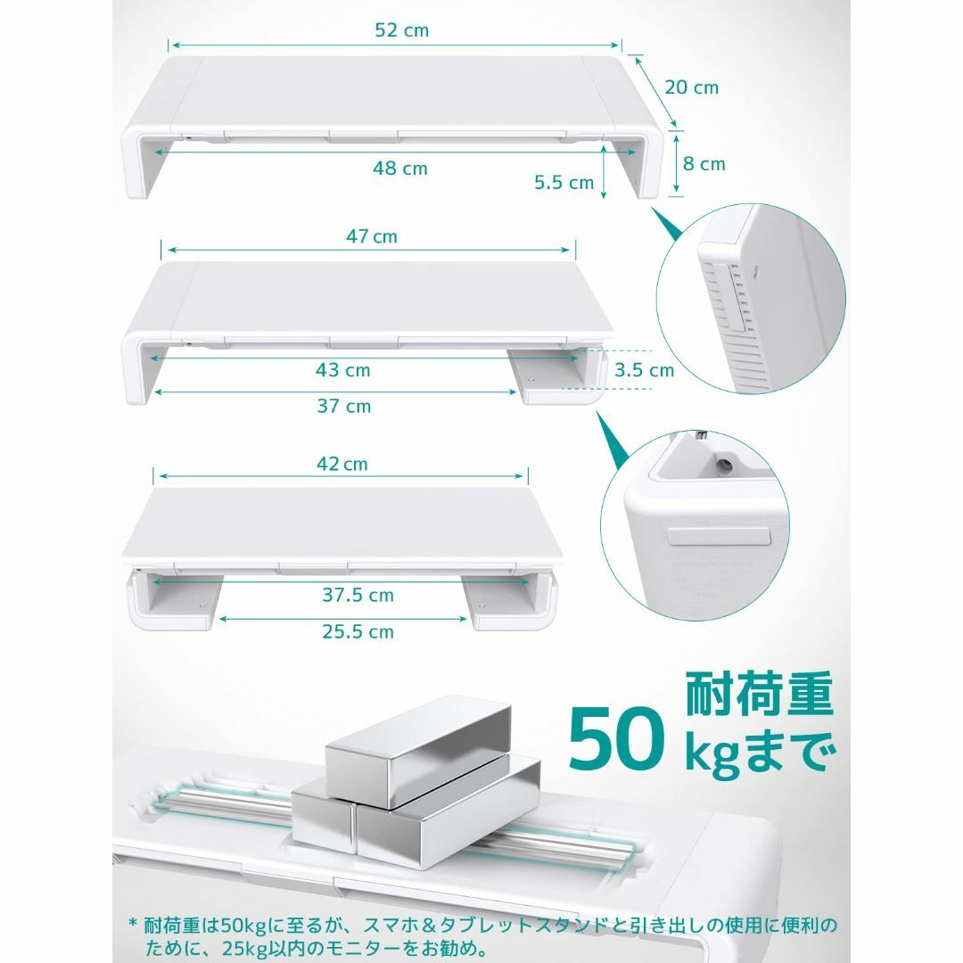 【色: ブラック】Klearlook モニター台 机上台 耐荷重50kg以内 折