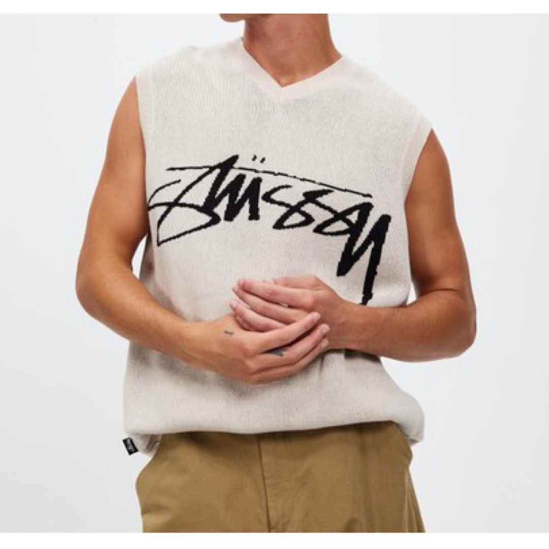 STUSSY - STUSSY コットンニットベスト Cream Lの通販 by Neo Hero's