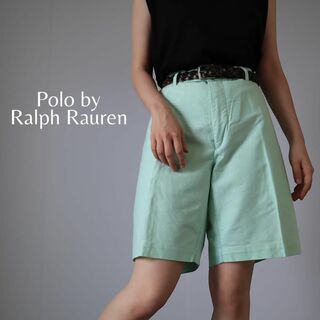 ポロラルフローレン(POLO RALPH LAUREN)の【ラルフローレン】90s シャンブレー ワイドショーツ ハーフパンツ 緑 W40(ショートパンツ)
