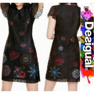 デシグアル(DESIGUAL)のDesigual レースワンピース　希少サイズ46(ミニワンピース)