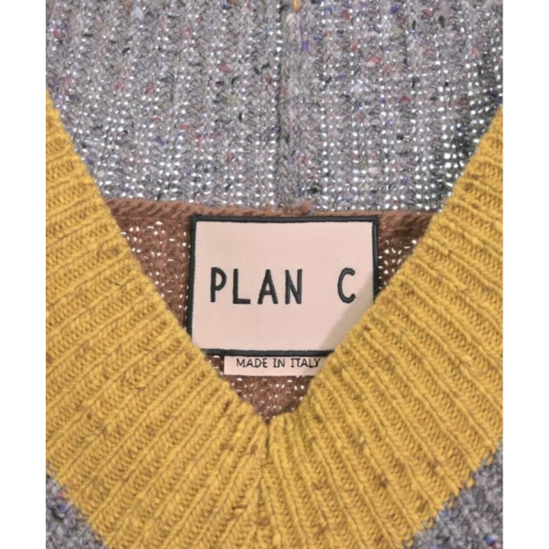 PLAN C プランシー ニット・セーター 40(M位) 茶xグレー系x黄 - ニット