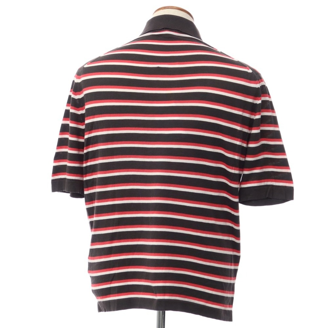 JOHN SMEDLEY(ジョンスメドレー)の【中古】ジョンスメドレー JOHN SMEDLEY コットン ボーダー ハイゲージ 半袖 ポロニット ダークグレーxレッド【サイズM】【メンズ】 メンズのトップス(ニット/セーター)の商品写真