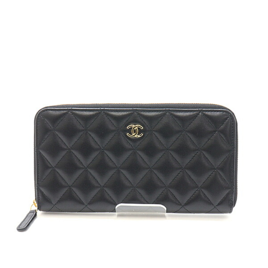 ファッション小物CHANEL シャネル マトラッセ ラウンドファスナー長財布 AP0242 ゴールド金具 ランダムシリアル ブラック（黒） 未使用品