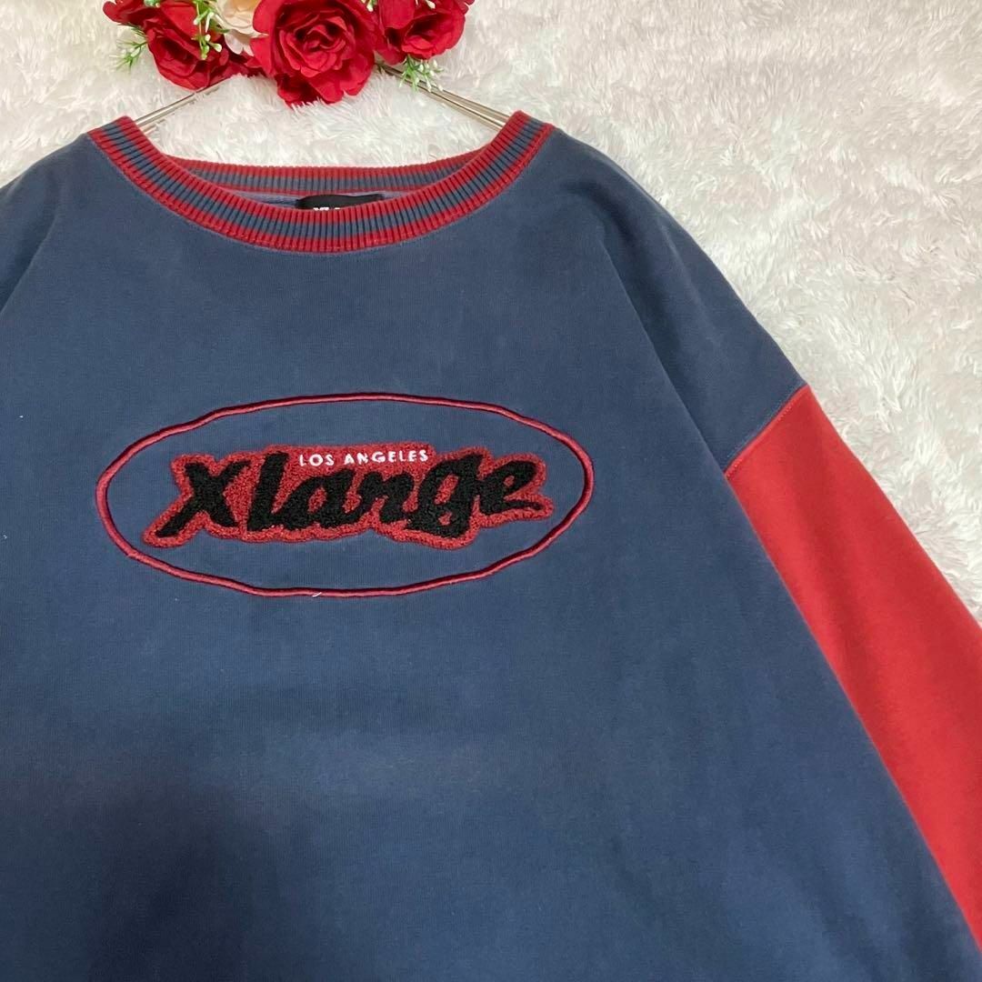 希少✨エクストララージ　XLARGE スウェットL パイル地ロゴ センターロゴ