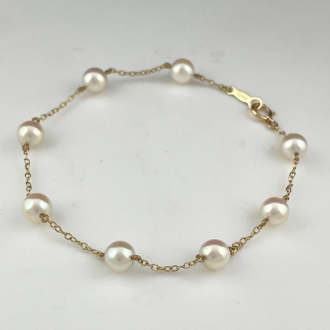 MIKIMOTO(ミキモト)のミキモト パール デザインブレスレット K14イエローゴールド 【中古】 レディースのアクセサリー(ブレスレット/バングル)の商品写真