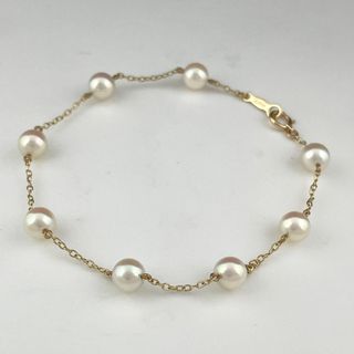 ミキモト(MIKIMOTO)のミキモト パール デザインブレスレット K14イエローゴールド 【中古】(ブレスレット/バングル)