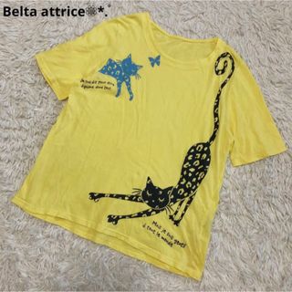 Belta attrice Tシャツ ネコ M～L イエロー(Tシャツ(半袖/袖なし))