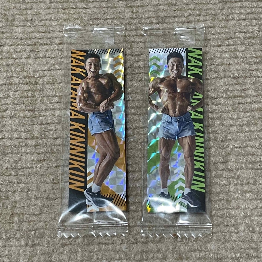 なかやまきんに君 たんぱく質入りチョコバーのステッカー シール 2枚セット エンタメ/ホビーのタレントグッズ(お笑い芸人)の商品写真