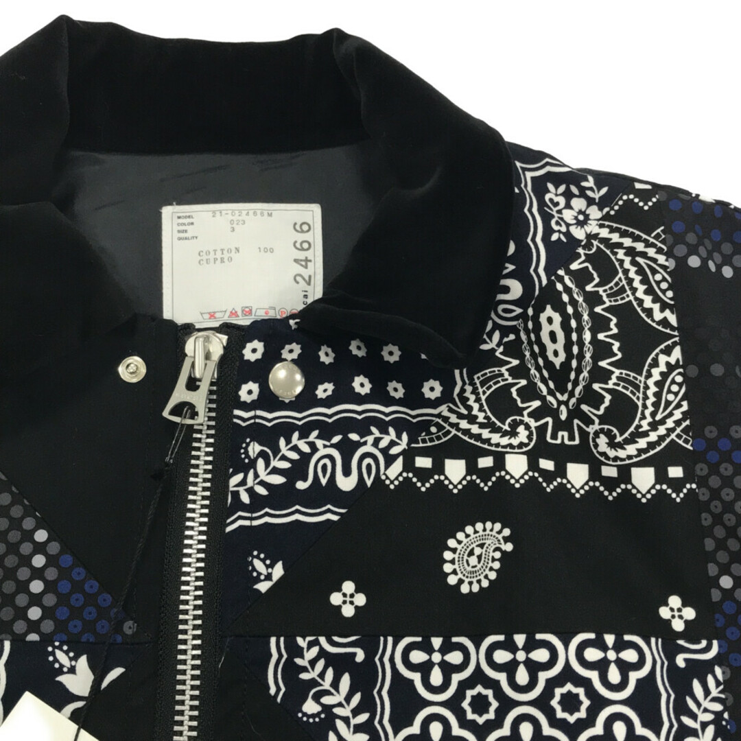 Sacai サカイ 21SS BOMBER JACKET 21-02466M リバーシブル ボンバージャケット ジップアップ パッチワーク ブラック