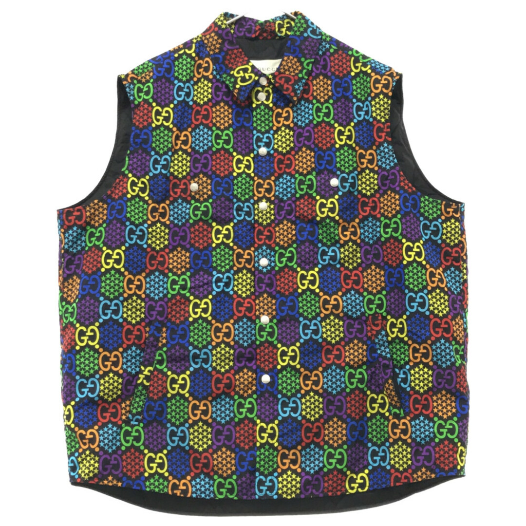 Gucci(グッチ)のGUCCI グッチ Psychedelic GG Nylon Vest 590785 GGサイケデリック 総柄ナイロンベスト 610097 ブラック メンズのトップス(ベスト)の商品写真