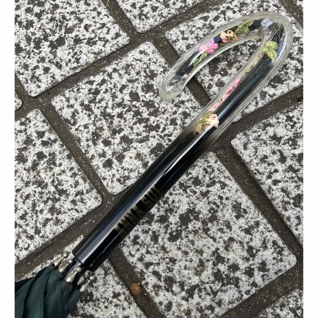 ANNA SUI 蝶々の刺繍　× 緑　レディスアンブレラ　ジャンク品　送料無料 2
