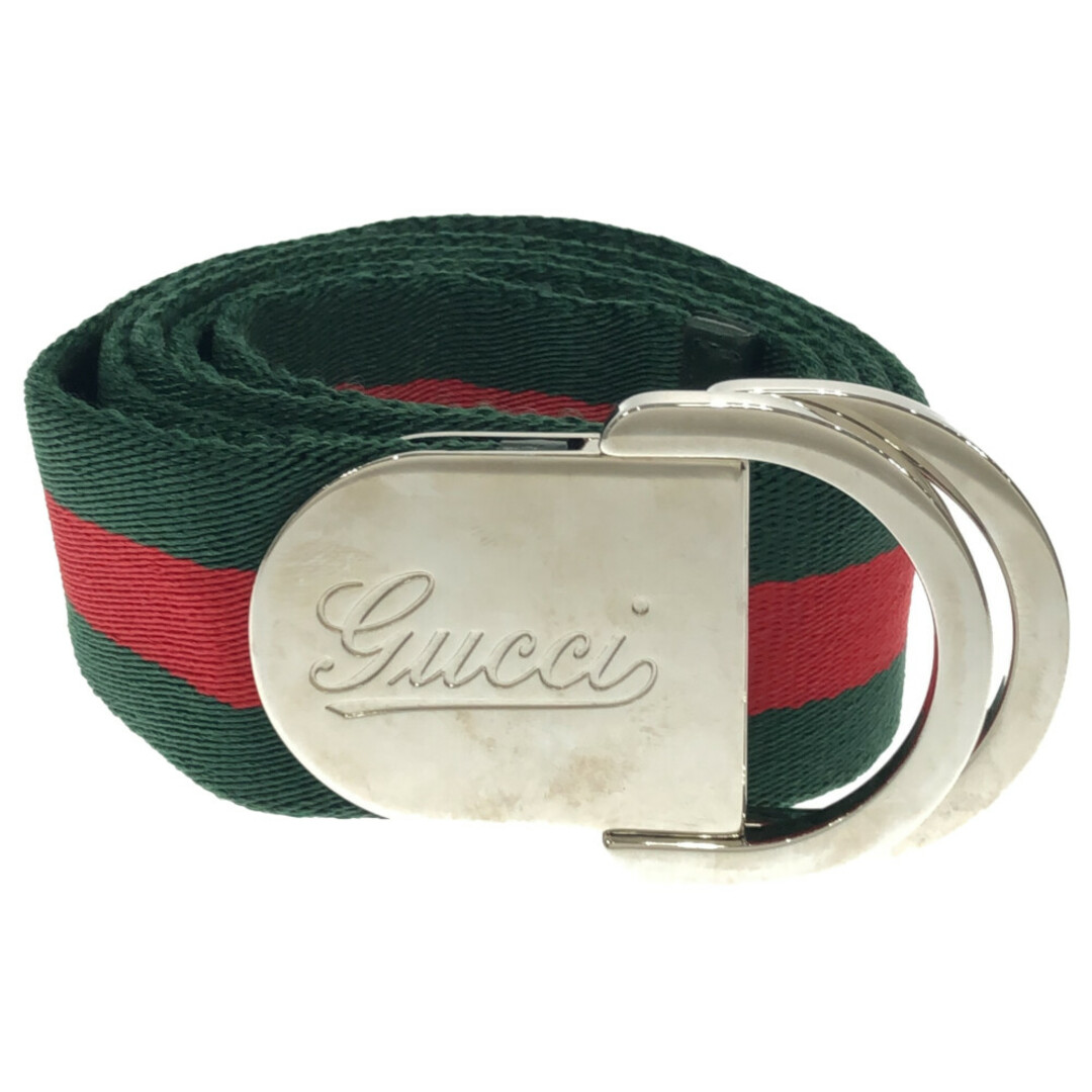 GUCCI グッチ シェリーライン シルバーバックル ナイロンベルト 189812 レッド/グリーン | フリマアプリ ラクマ