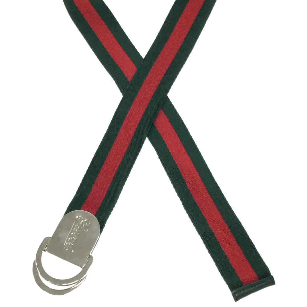 GUCCI グッチ シェリーライン シルバーバックル ナイロンベルト 189812 レッド/グリーン