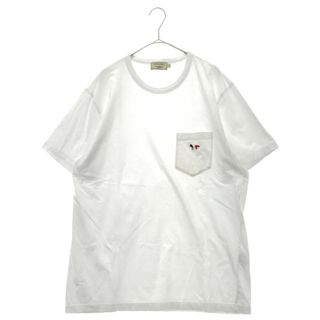 メゾンキツネ(MAISON KITSUNE')のMAISON KITSUNE メゾンキツネ LOGO POCKET S/S TEE ロゴ刺繍 ポケット半袖Tシャツ カットソー ホワイト(Tシャツ/カットソー(半袖/袖なし))