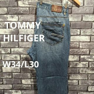 トミーヒルフィガー(TOMMY HILFIGER)のトミーヒルフィガーデニムパンツ　極太GパンジーンズW34　ロゴ刺繍　古着(デニム/ジーンズ)