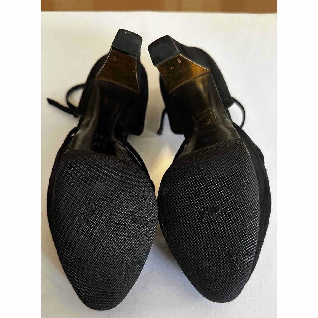 Gucci(グッチ)のグッチ　GUCCI サンダル　パンプス　スウェード　黒　本革 レディースの靴/シューズ(サンダル)の商品写真