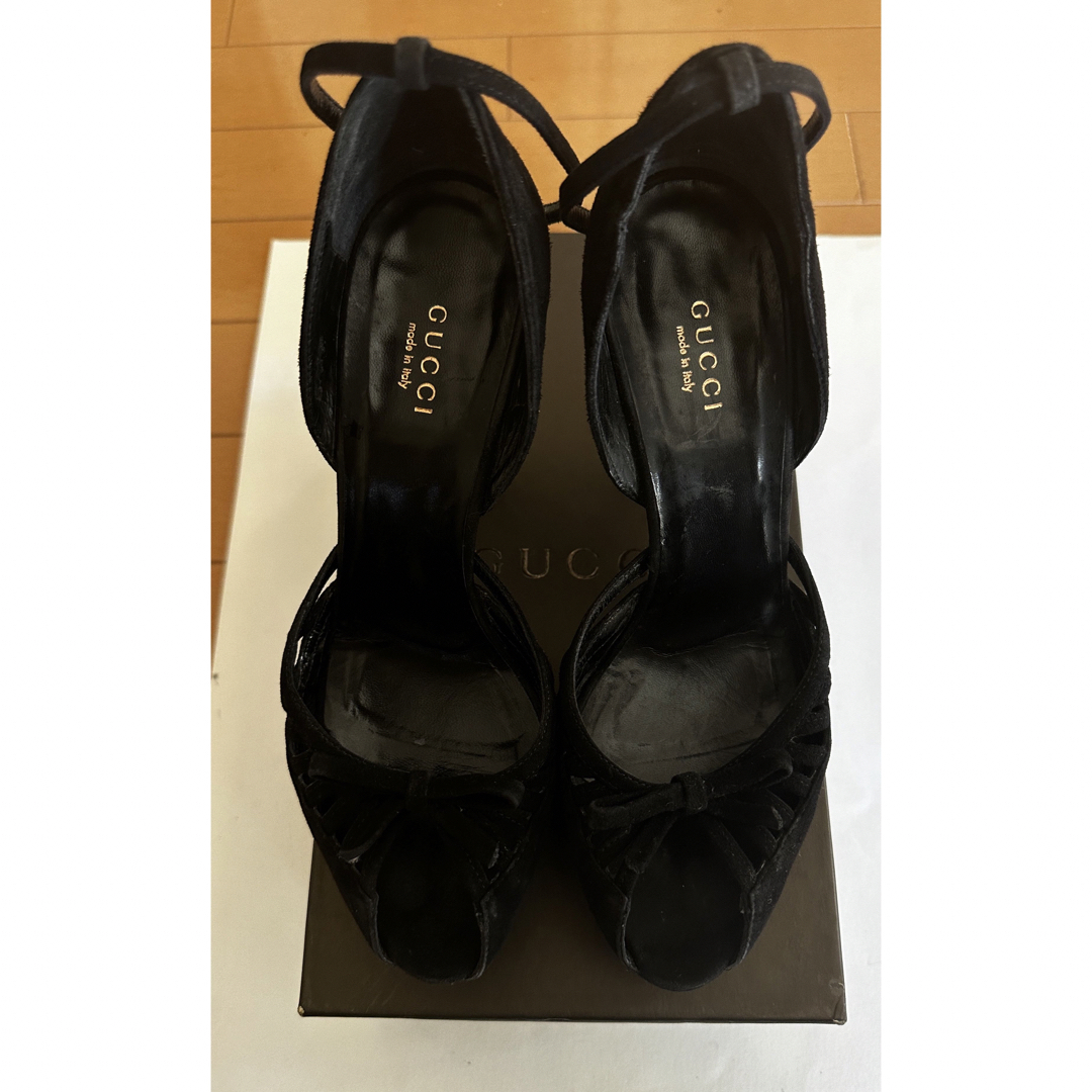Gucci(グッチ)のグッチ　GUCCI サンダル　パンプス　スウェード　黒　本革 レディースの靴/シューズ(サンダル)の商品写真